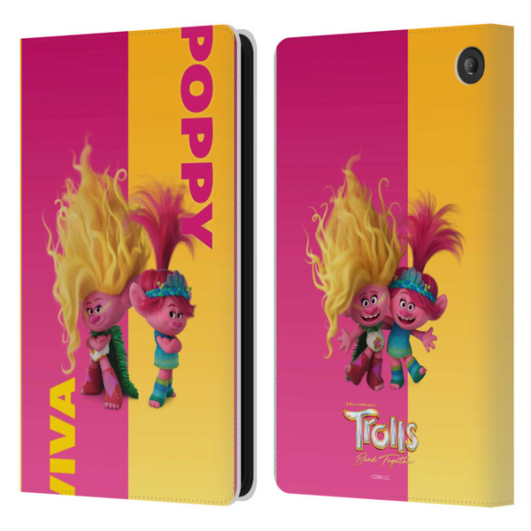 Trolls 3: Band Together Art Half Leather Book Wallet Case Cover For Amazon Fire 7 2022