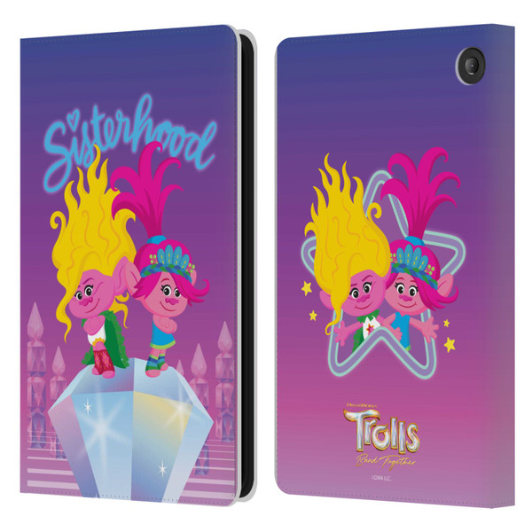 Trolls 3: Band Together Art Sisterhood Leather Book Wallet Case Cover For Amazon Fire 7 2022