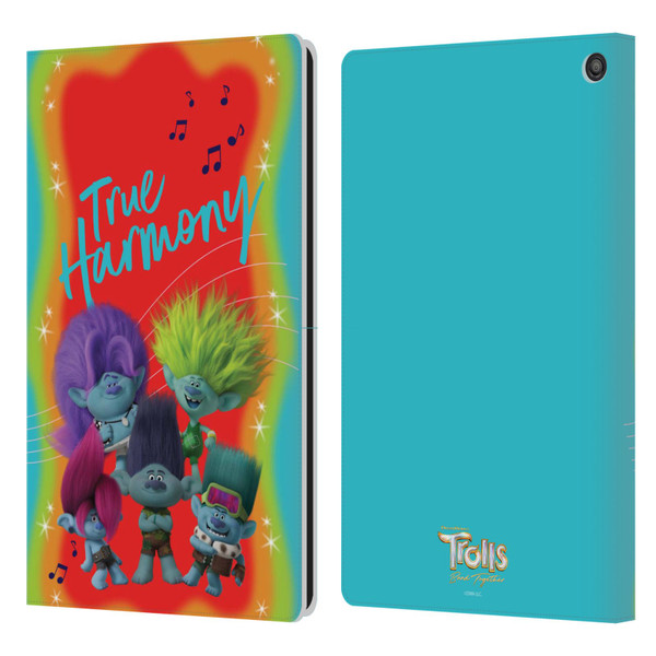 Trolls 3: Band Together Art True Harmony Leather Book Wallet Case Cover For Amazon Fire HD 10 / Plus 2021