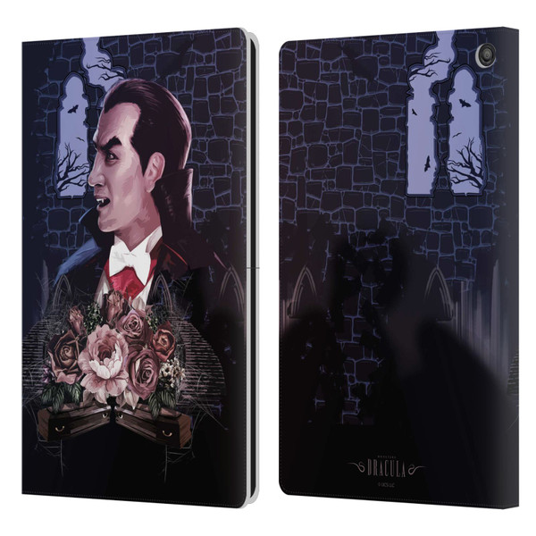 Universal Monsters Dracula Key Art Leather Book Wallet Case Cover For Amazon Fire HD 10 / Plus 2021