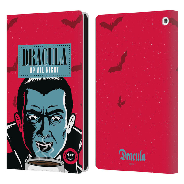 Universal Monsters Dracula Up All Night Leather Book Wallet Case Cover For Amazon Fire HD 8/Fire HD 8 Plus 2020