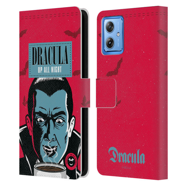 Universal Monsters Dracula Up All Night Leather Book Wallet Case Cover For Motorola Moto G54 5G