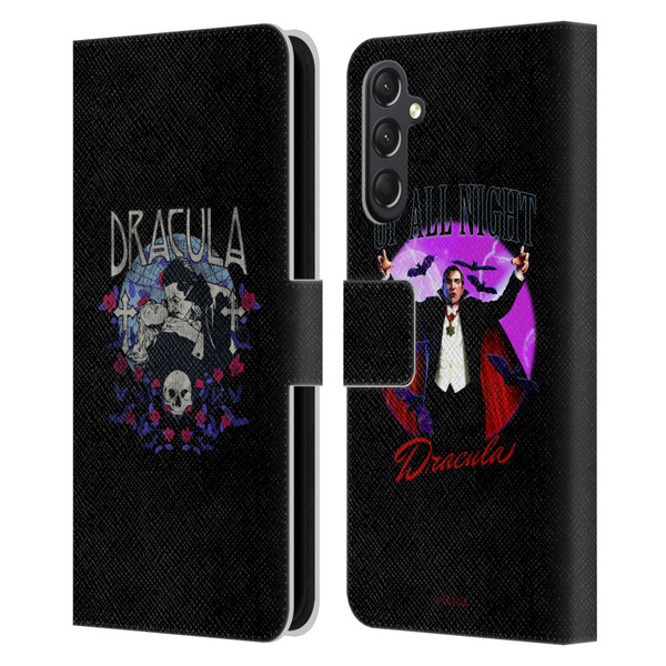 Universal Monsters Dracula Bite Leather Book Wallet Case Cover For Samsung Galaxy A24 4G / M34 5G