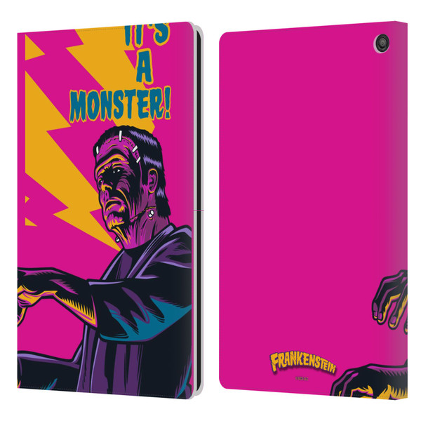 Universal Monsters Frankenstein It's A Monster Leather Book Wallet Case Cover For Amazon Fire HD 10 / Plus 2021