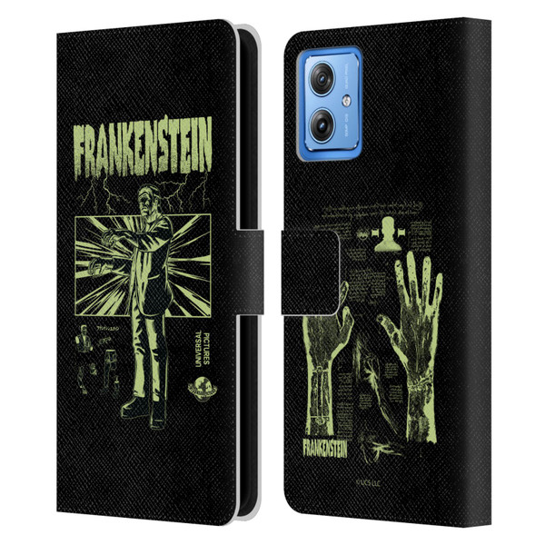 Universal Monsters Frankenstein Lightning Leather Book Wallet Case Cover For Motorola Moto G54 5G