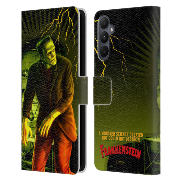 Universal Monsters Frankenstein Yellow Leather Book Wallet Case Cover For Samsung Galaxy A05s