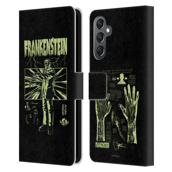 Universal Monsters Frankenstein Lightning Leather Book Wallet Case Cover For Samsung Galaxy A25 5G