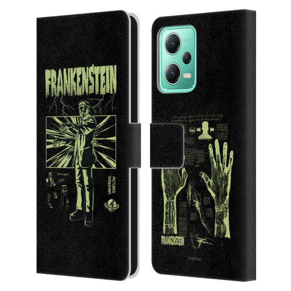 Universal Monsters Frankenstein Lightning Leather Book Wallet Case Cover For Xiaomi Redmi Note 12 5G