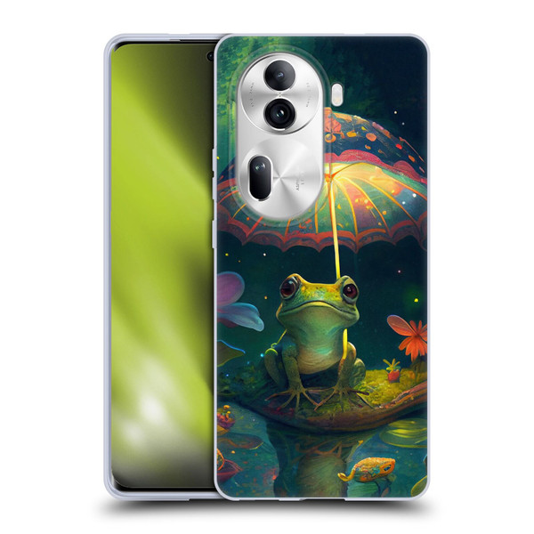 JK Stewart Art Frog With Umbrella Soft Gel Case for OPPO Reno11 Pro