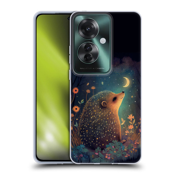 JK Stewart Graphics Hedgehog Looking Up At Stars Soft Gel Case for OPPO Reno11 F 5G / F25 Pro 5G