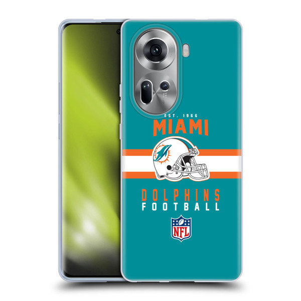 NFL Miami Dolphins Graphics Helmet Typography Soft Gel Case for OPPO Reno11