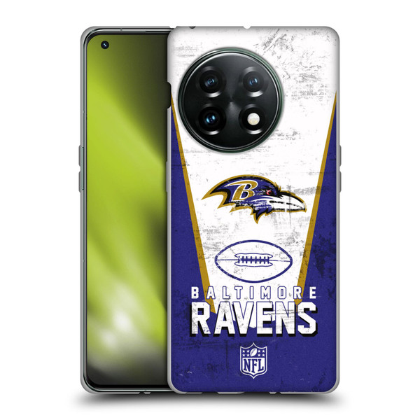 NFL Baltimore Ravens Logo Art Banner Soft Gel Case for OnePlus 11 5G