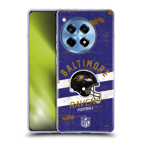 NFL Baltimore Ravens Logo Art Helmet Distressed Soft Gel Case for OnePlus 12R