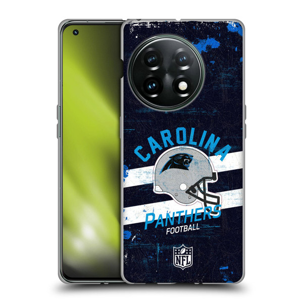 NFL Carolina Panthers Logo Art Helmet Distressed Soft Gel Case for OnePlus 11 5G