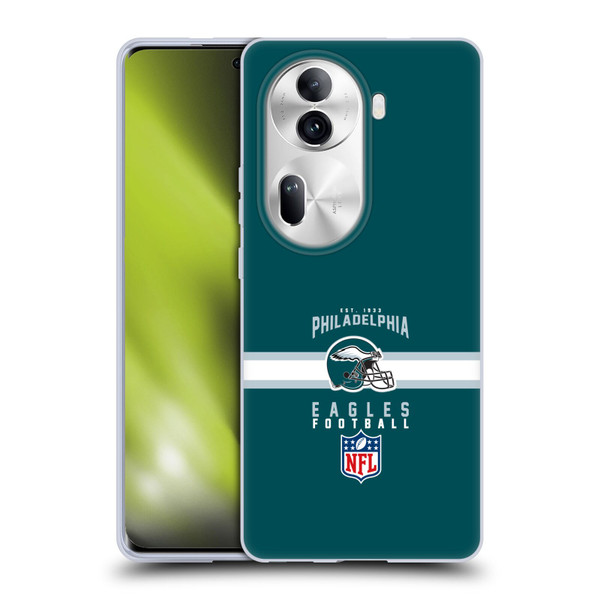 NFL Philadelphia Eagles Graphics Helmet Typography Soft Gel Case for OPPO Reno11 Pro