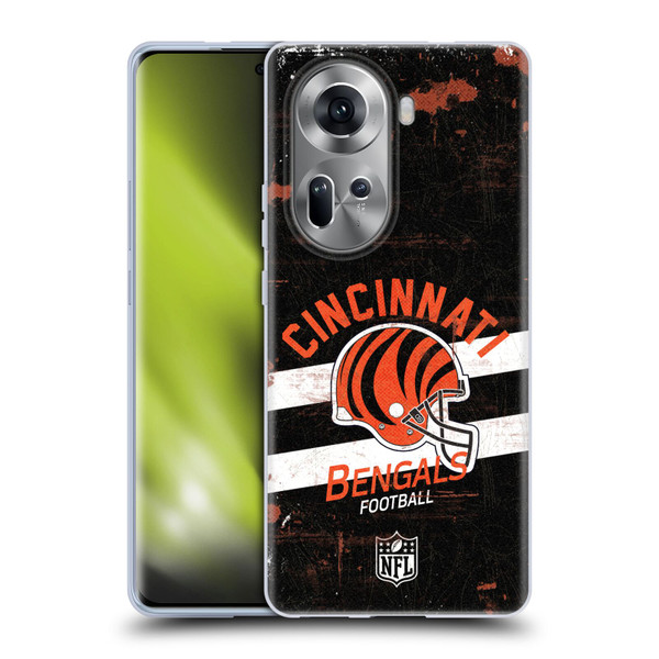 NFL Cincinnati Bengals Logo Art Helmet Distressed Soft Gel Case for OPPO Reno11