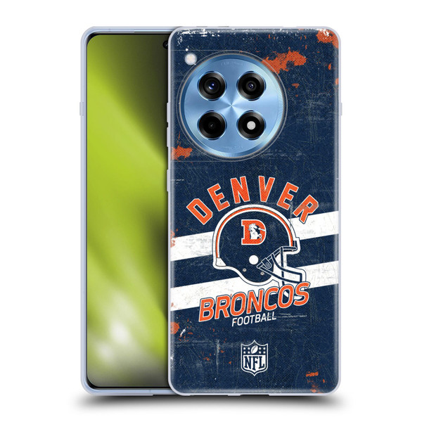 NFL Denver Broncos Logo Art Helmet Distressed Soft Gel Case for OnePlus 12R
