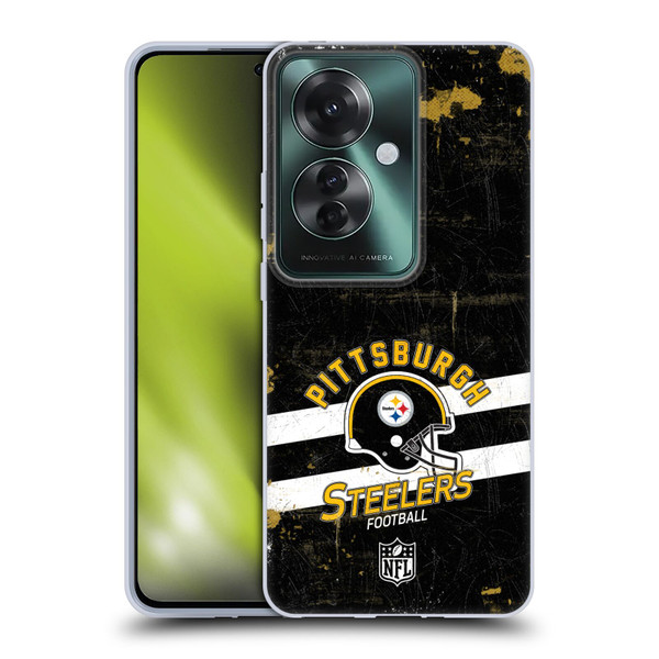 NFL Pittsburgh Steelers Logo Art Helmet Distressed Soft Gel Case for OPPO Reno11 F 5G / F25 Pro 5G
