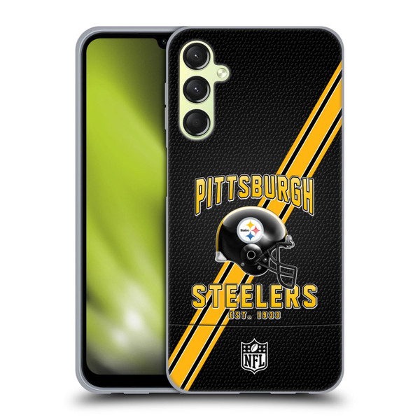 NFL Pittsburgh Steelers Logo Art Football Stripes Soft Gel Case for Samsung Galaxy A24 4G / M34 5G