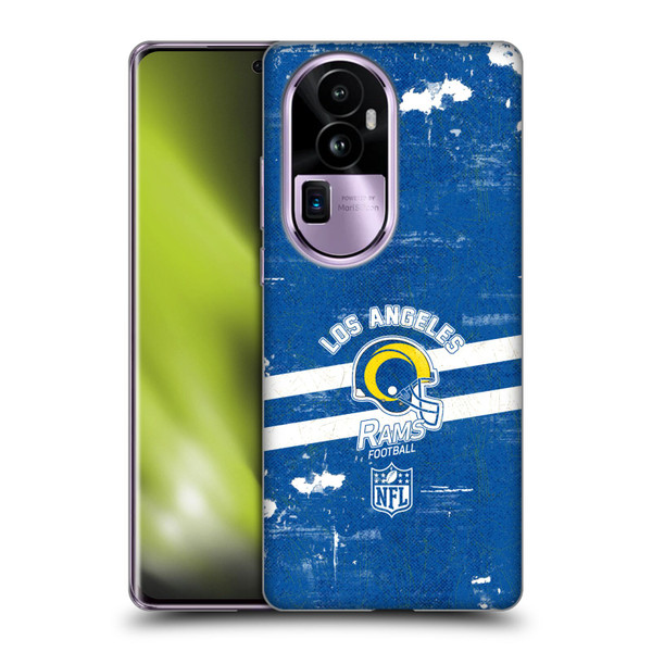 NFL Los Angeles Rams Logo Art Helmet Distressed Look 100th Soft Gel Case for OPPO Reno10 Pro+