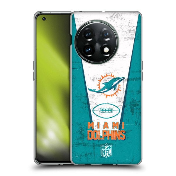 NFL Miami Dolphins Logo Art Banner Soft Gel Case for OnePlus 11 5G