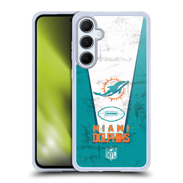 NFL Miami Dolphins Logo Art Banner Soft Gel Case for Samsung Galaxy A55 5G
