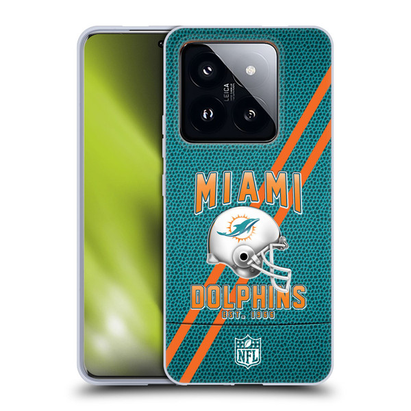 NFL Miami Dolphins Logo Art Football Stripes Soft Gel Case for Xiaomi 14 Pro