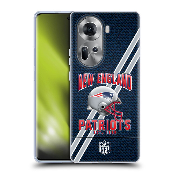 NFL New England Patriots Logo Art Football Stripes Soft Gel Case for OPPO Reno11