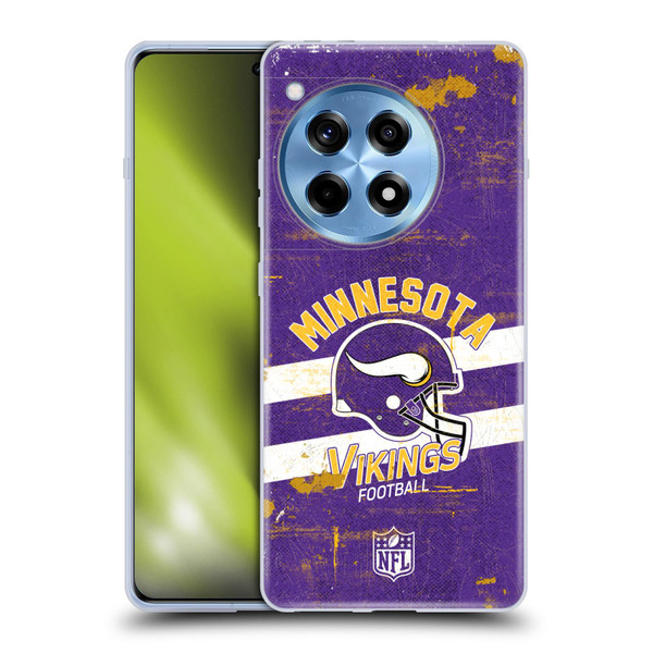 NFL Minnesota Vikings Logo Art Helmet Distressed Soft Gel Case for OnePlus 12R