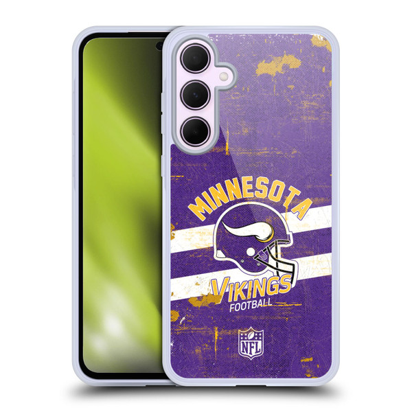 NFL Minnesota Vikings Logo Art Helmet Distressed Soft Gel Case for Samsung Galaxy A35 5G
