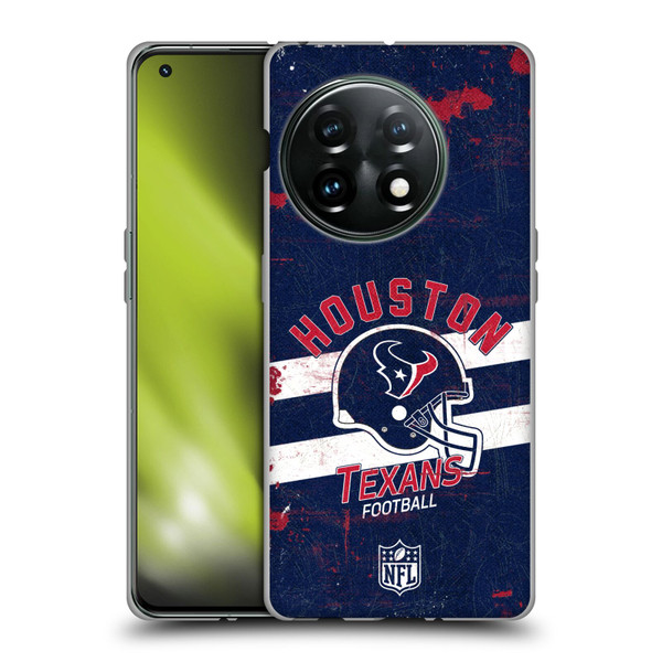 NFL Houston Texans Logo Art Helmet Distressed Soft Gel Case for OnePlus 11 5G