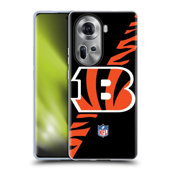 NFL Cincinnati Bengals Logo Stripes Soft Gel Case for OPPO Reno11