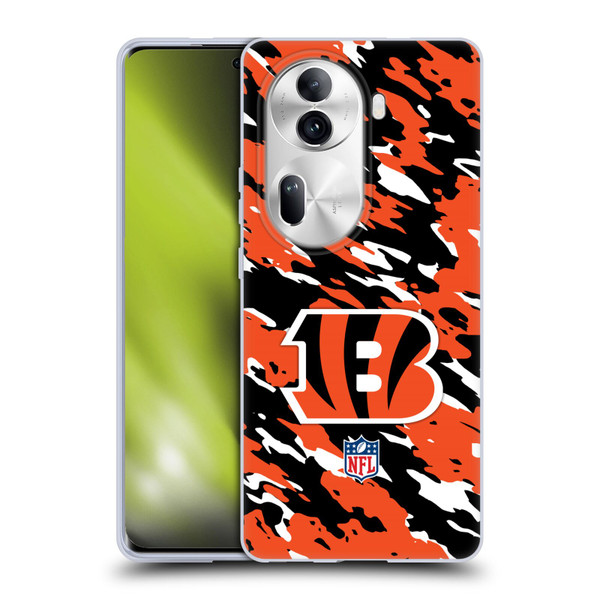 NFL Cincinnati Bengals Logo Camou Soft Gel Case for OPPO Reno11 Pro