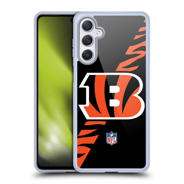 NFL Cincinnati Bengals Logo Stripes Soft Gel Case for Samsung Galaxy M54 5G