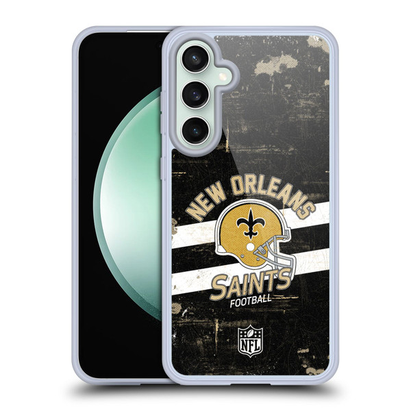 NFL New Orleans Saints Logo Art Helmet Distressed Soft Gel Case for Samsung Galaxy S23 FE 5G