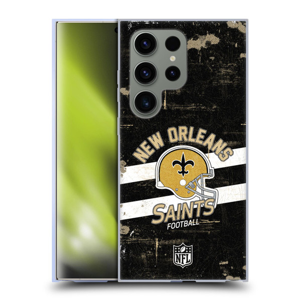 NFL New Orleans Saints Logo Art Helmet Distressed Soft Gel Case for Samsung Galaxy S24 Ultra 5G