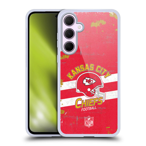 NFL Kansas City Chiefs Logo Art Helmet Distressed Soft Gel Case for Samsung Galaxy A35 5G