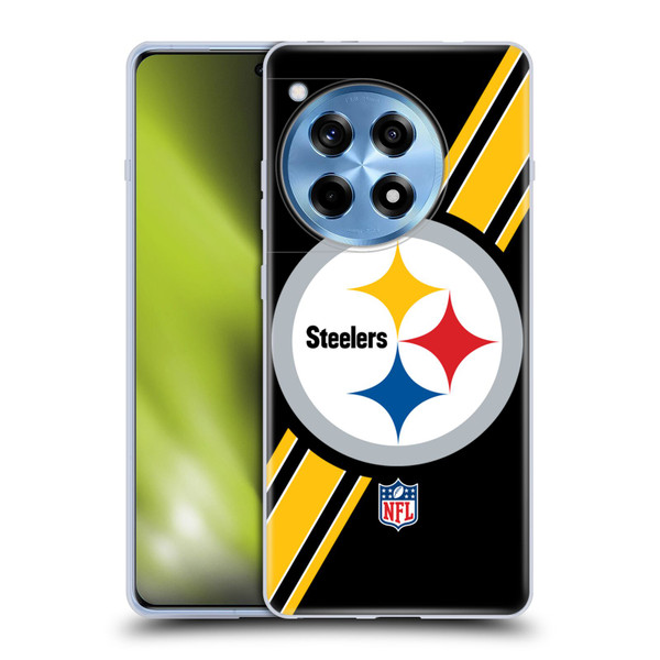 NFL Pittsburgh Steelers Logo Stripes Soft Gel Case for OnePlus 12R