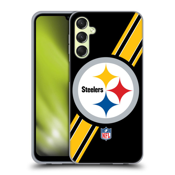 NFL Pittsburgh Steelers Logo Stripes Soft Gel Case for Samsung Galaxy A24 4G / M34 5G