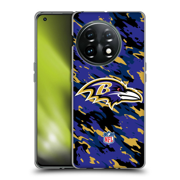 NFL Baltimore Ravens Logo Camou Soft Gel Case for OnePlus 11 5G