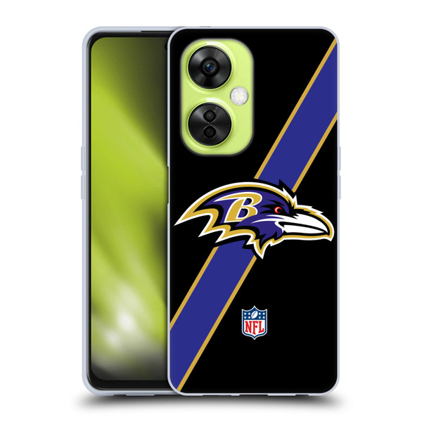 NFL Baltimore Ravens Logo Stripes Soft Gel Case for OnePlus Nord CE 3 Lite 5G