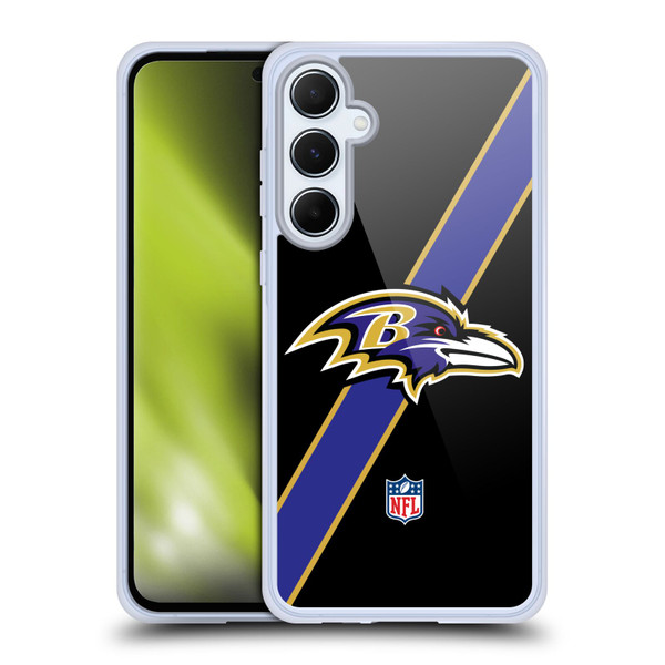 NFL Baltimore Ravens Logo Stripes Soft Gel Case for Samsung Galaxy A55 5G