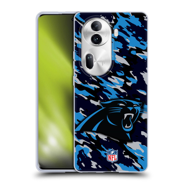 NFL Carolina Panthers Logo Camou Soft Gel Case for OPPO Reno11 Pro