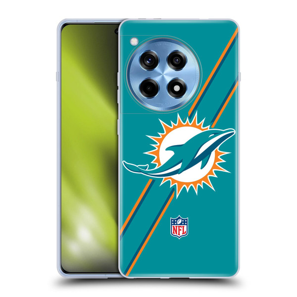 NFL Miami Dolphins Logo Stripes Soft Gel Case for OnePlus 12R