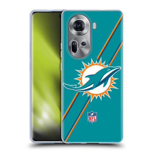 NFL Miami Dolphins Logo Stripes Soft Gel Case for OPPO Reno11