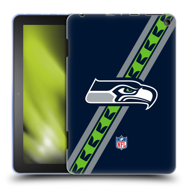 NFL Seattle Seahawks Logo Stripes Soft Gel Case for Amazon Fire HD 8/Fire HD 8 Plus 2020