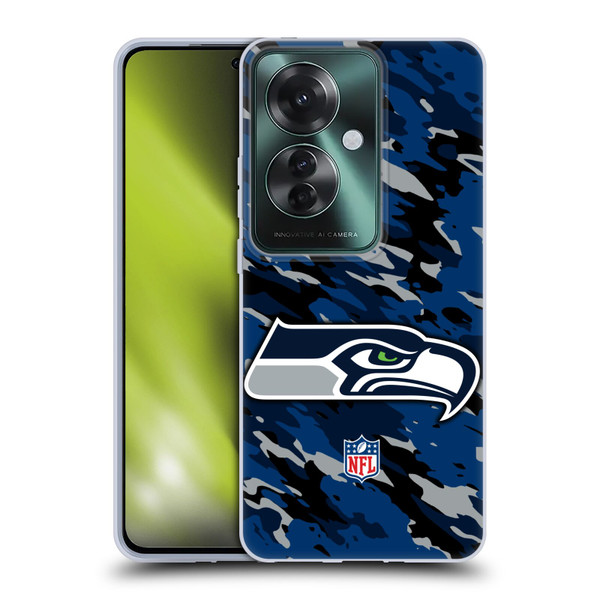 NFL Seattle Seahawks Logo Camou Soft Gel Case for OPPO Reno11 F 5G / F25 Pro 5G