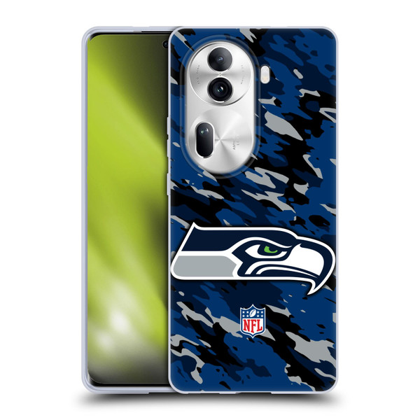 NFL Seattle Seahawks Logo Camou Soft Gel Case for OPPO Reno11 Pro