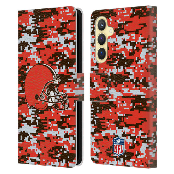 NFL Cleveland Browns Graphics Digital Camouflage Leather Book Wallet Case Cover For Samsung Galaxy S23 FE 5G