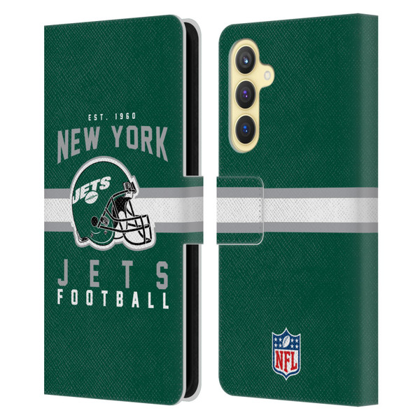 NFL New York Jets Graphics Helmet Typography Leather Book Wallet Case Cover For Samsung Galaxy S23 FE 5G